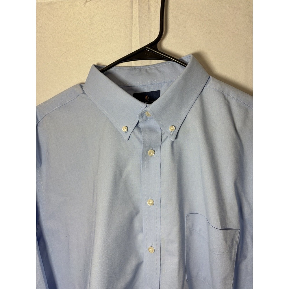 Stafford Coolmax Dress Shirt Men XL 17-17.5 34-35 Regular Fit Long Sleeve Blue - Picture 4 of 13